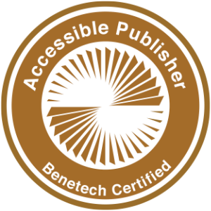 Circular badge graphic reads “Accessible Publisher” curved across the top and “Benetech Certified” along the bottom.