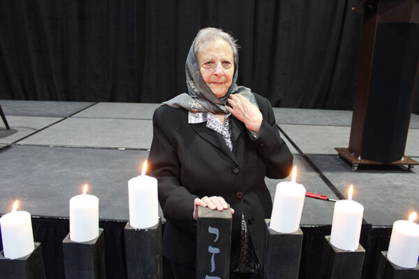 Zsuzsanna at a  candle-lighting commemoration on Holocaust Remembrance Day. Toronto, 2015.