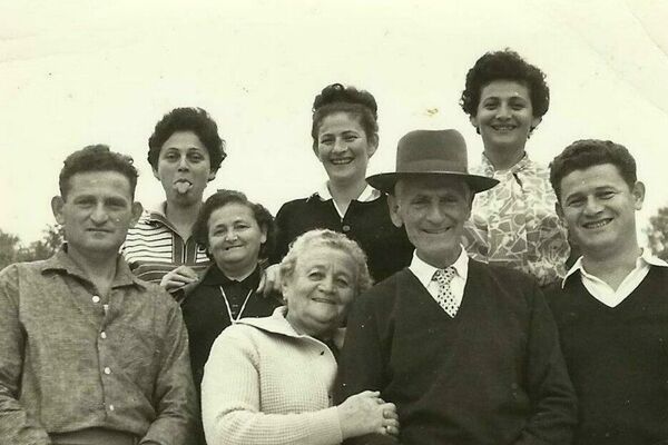 Edith with her parents and siblings. From left to right (in back): Edith and her sisters Ruth and Hilda. In front (left to right): Edith’s brother Herman, sister Margitka, her parents, Chana and Emanuel, and her brother Itzhak. Israel, 1963.