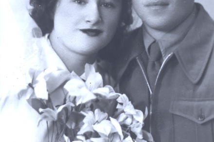 Rose and Jakob’s wedding photo. Israel, 1949.