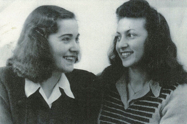 Sophie (left) with her friend Dora, whom she met in a displaced persons camp after the war. Eschwege, Germany, 1948.
