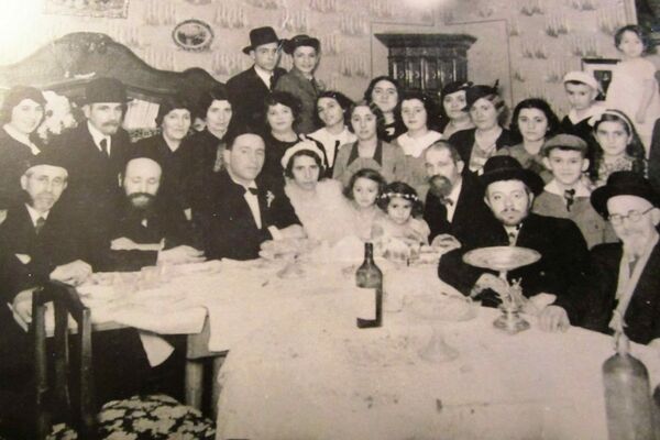 The wedding of Judy’s great-uncle Mandi Edelstein and great-aunt Margit at the apartment of Judy’s family. Budapest, Hungary, circa 1936.