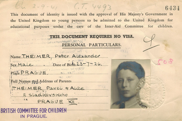 Peter’s Kindertransport identification card.