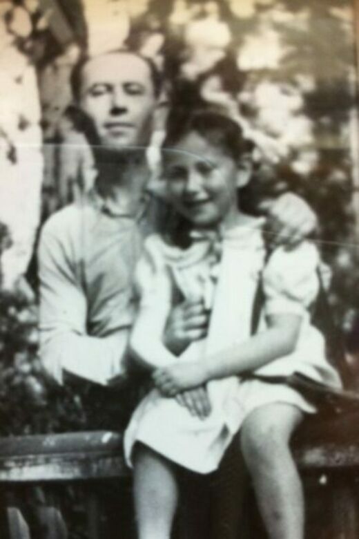 Mina and her father, Markus, after the war. Poland, circa 1945.