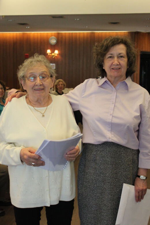 Judit with her daughter and writing partner, Eva Rosenbaum, at the celebration for the Sustaining Memories program. Toronto, 2013.