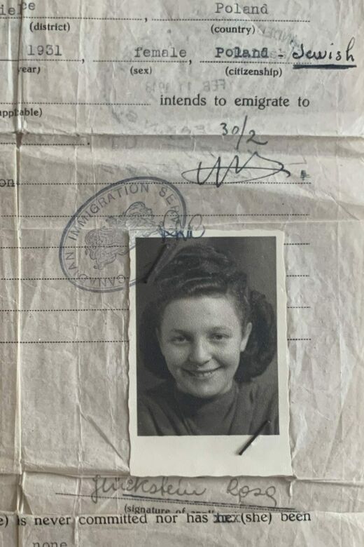 Rose’s identification document to immigrate to Canada. January, 1948.