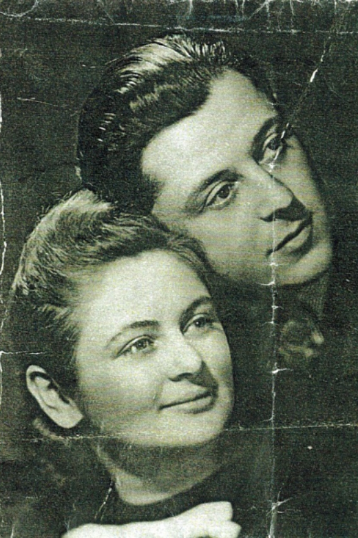 Freda and Leo (Lolek) on their wedding day. Lodz, Poland, 1945.

