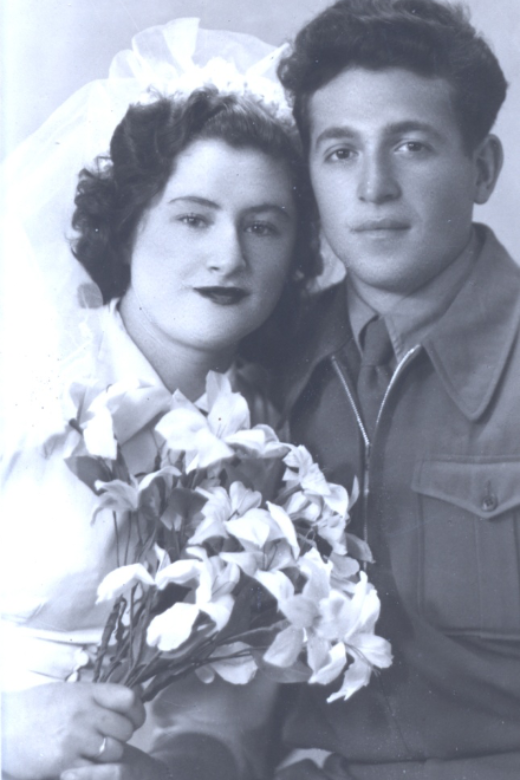 Rose and Jakob’s wedding photo. Israel, 1949.