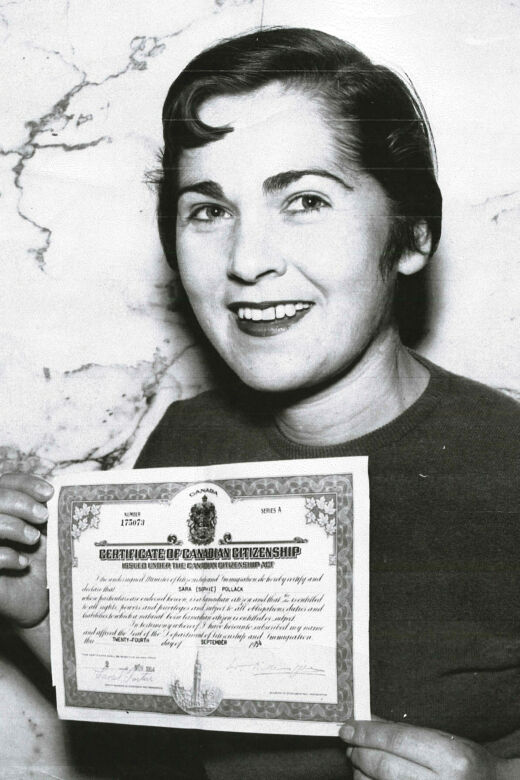 Sophie celebrating her Canadian citizenship. Toronto, 1954.