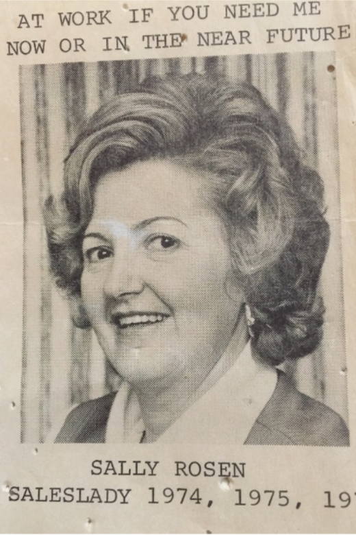 Sally in a promotional article, featuring her as “top saleslady” in real estate. Toronto, 1976.