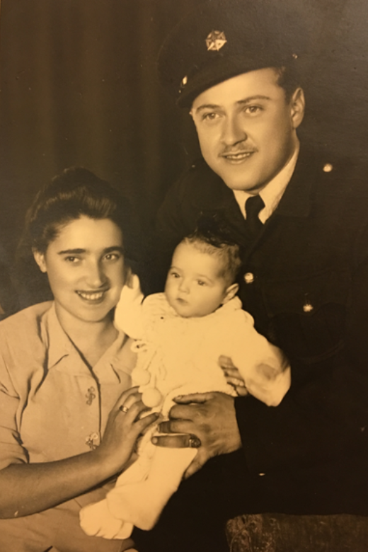 Israel and Hadassah with their first daughter, Shoshanna. Tel Aviv, Israel, 1948.
