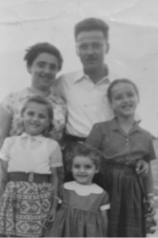 Israel, Hadassah and their three daughters, Lea, Orly and Shoshanna (left to right). Jerusalem, Israel, 1959.