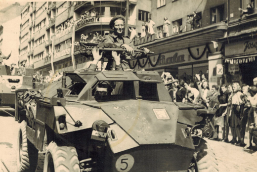 Me grinning ear to ear in the Victory Parade Prague June 1945